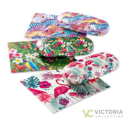 Victoria Brillenetui WILDLIFE mit Dschungelmotiv, weichem Innenfutter und Mikrofasertuch, in drei Farbvarianten