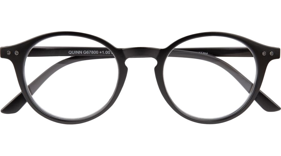 500 QUINN Kunststoff-Fertiglesebrille in Schwarz mit Federtechnik