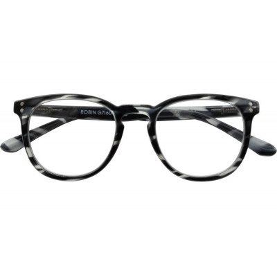 ROBIN - Fertiglesehilfe Kunststoffbrille in havanna-schwarz mit flexibler Federtechnik und klaren Lesegläsern +1