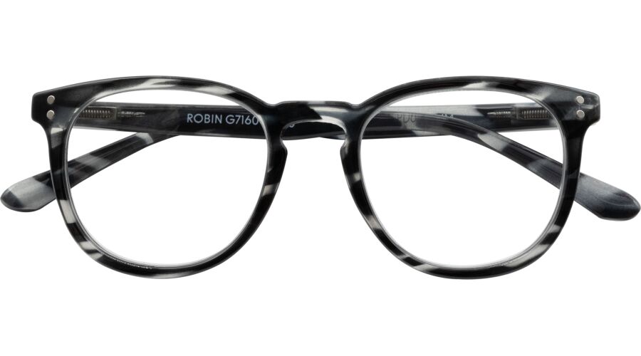 500 ROBIN - Fertiglesehilfe Kunststoffbrille in havanna-schwarz mit flexibler Federtechnik und klaren Lesegläsern +1