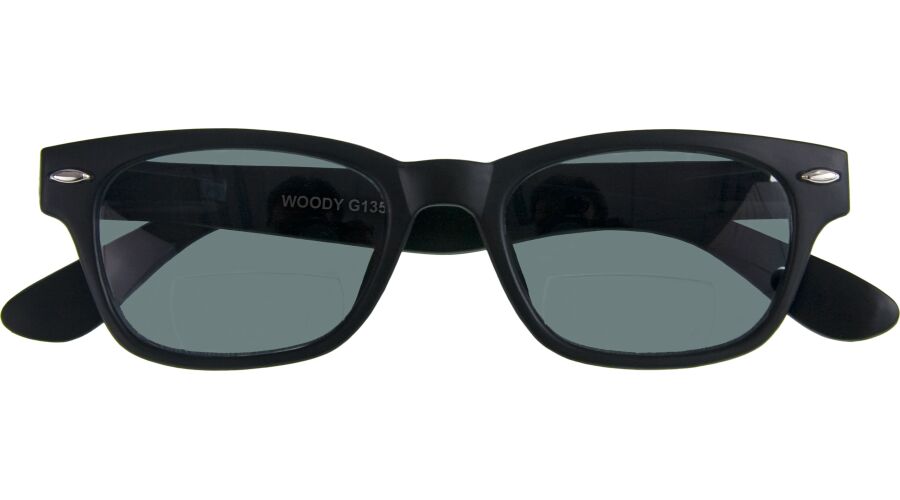500 WOODY SUN-Bifocal: schwarze Kunststoff-Sonnenbrille mit Bifokalgläsern