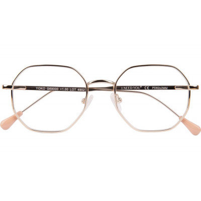 YOKO: elegante goldfarbene Metall-Fertiglesebrille mit Federtechnik und passendem Etui