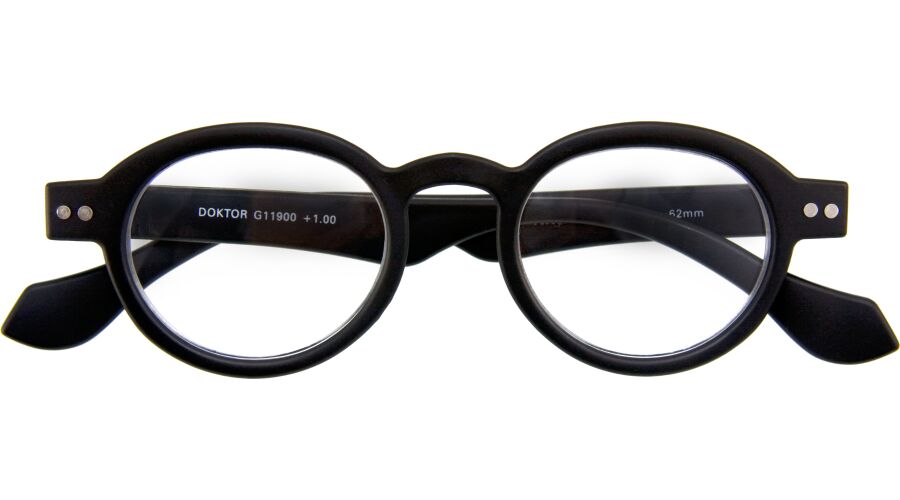 500 Lesebrille DOKTOR G11900 in klassischem Schwarz mit Panto-Form und +1.00 Dioptrien Stärke