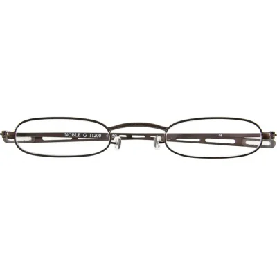 Edle goldfarbene Halbbrille Modell 9 MM NOBLE mit ultraflachem Etui für stilvolles Lesen mit +1.00 Dioptrien Stärke.