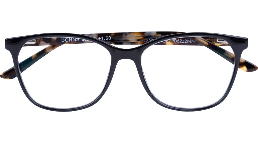 500 Schwarze DONNA G69600 Kunststoff-Lesebrille mit Federtechnik und +1.00 Dioptrien
