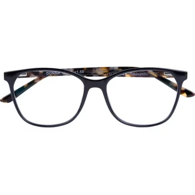 Schwarze DONNA G69600 Kunststoff-Lesebrille mit Federtechnik und +1.00 Dioptrien
