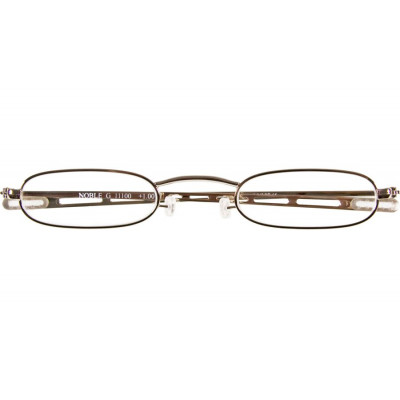 Edle goldfarbene Halbbrille Modell 9 MM NOBLE mit ultraflachem Etui für stilvolles Lesen mit +1.00 Dioptrien Stärke. gold