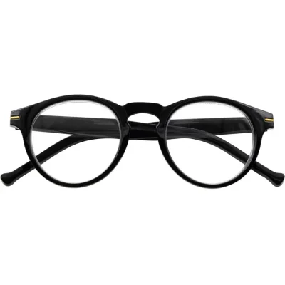 Schwarze Lesebrille FRANKIE G70800 aus recyceltem Kunststoff mit Federscharnier und +1