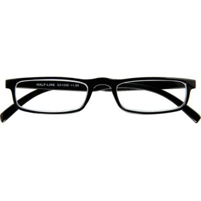 Schwarze Kunststoff-Lesebrille HALF-LINE G31000 mit Federtechnik und +1