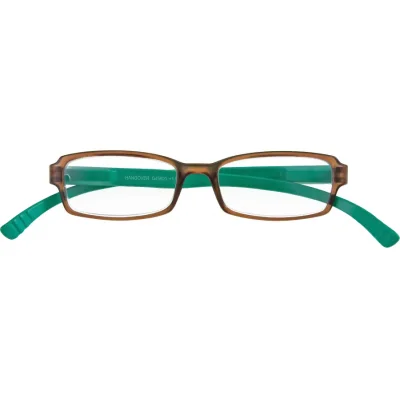 Braun-türkisfarbene Kunststoff-Lesebrille HANG OVER G45600 mit Federtechnik und +1