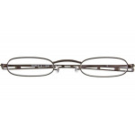 Edle goldfarbene Halbbrille Modell 9 MM NOBLE mit ultraflachem Etui für stilvolles Lesen mit +1.00 Dioptrien Stärke. stahlgrau