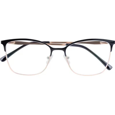MIA Fertiglesebrille in schwarz-gold mit Federtechnik und Etui