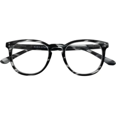 ROBIN - Fertiglesehilfe Kunststoffbrille in havanna-schwarz mit flexibler Federtechnik und klaren Lesegläsern +1