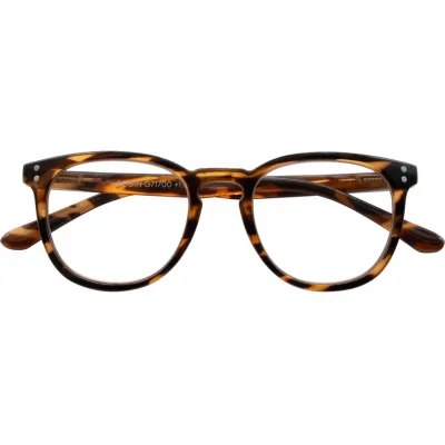 ROBIN - Fertiglesehilfe Kunststoffbrille in havanna-schwarz mit flexibler Federtechnik und klaren Lesegläsern +1