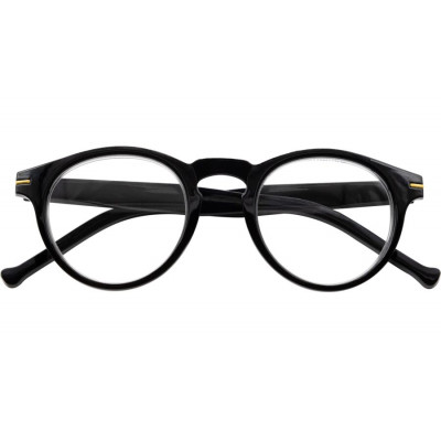 Schwarze Lesebrille FRANKIE G70800 aus recyceltem Kunststoff mit Federscharnier und +1