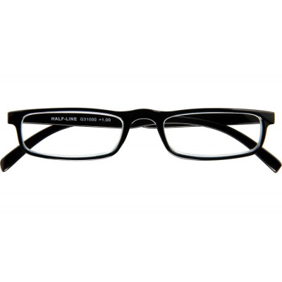 Schwarze Kunststoff-Lesebrille HALF-LINE G31000 mit Federtechnik und +1