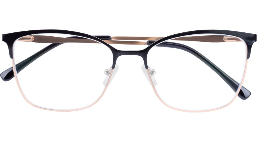 500 MIA Fertiglesebrille in schwarz-gold mit Federtechnik und Etui