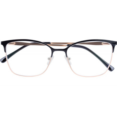 MIA Fertiglesebrille in schwarz-gold mit Federtechnik und Etui