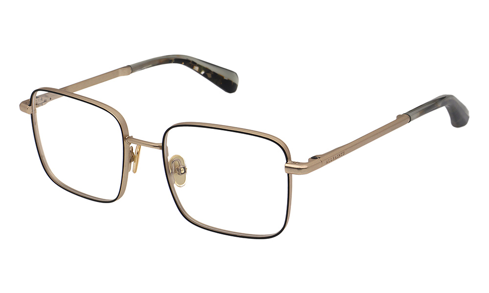 ALS3025 002 52-19 All Saints ALS3025 Herrenbrille in Schwarz und Goldfarben mit rechteckiger Form