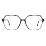 Colibris Eyewear Damenbrille Caro mit eckigem, transparent-grauem Gestell, frontal abgebildet.