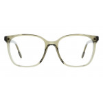 Colibris Eyewear Damenbrille Cleo in transparentem Grau, rechteckige Fassung, Vorderansicht.
