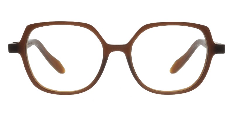 Daisy-9 Dunkelbraun Colibris Eyewear Damenbrille Daisy mit braunem, leicht eckigem Rahmen, frontal abgebildet.