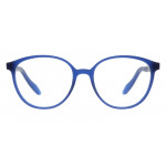 Colibris Eyewear Damenbrille Daria in Blau, runde Fassung, Frontansicht vor weißem Hintergrund.