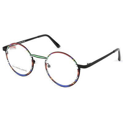 EYEFUNC 1123-69 Damenbrille mit runder Vollrandfassung in Schwarz/Mehrfarbig