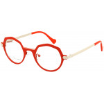 EYEFUNC 1173-44 Damenbrille mit hexagonaler Vollrandfassung in Rot/Beige