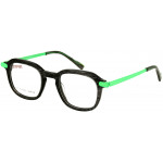 EYEFUNC 1174-72 Unisexbrille mit rechteckiger Vollrandfassung in Schwarz-Weiß/Grün