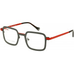 EYEFUNC 1176-54 Unisexbrille mit rechteckiger Vollrandfassung in Grau/Rot