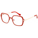 EYEFUNC 1178-44 Unisexbrille mit hexagonaler Vollrandfassung in Rot/Pfirsich