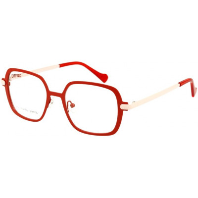 EYEFUNC 1178-44 Unisexbrille mit hexagonaler Vollrandfassung in Rot/Pfirsich