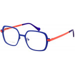 EYEFUNC 1178-90 Unisexbrille mit hexagonaler Vollrandfassung in Blau/Hellrosa