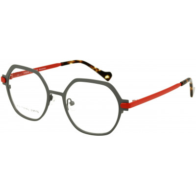 EYEFUNC 1179-54 Unisexbrille mit hexagonaler Vollrandfassung in Grau/Rot