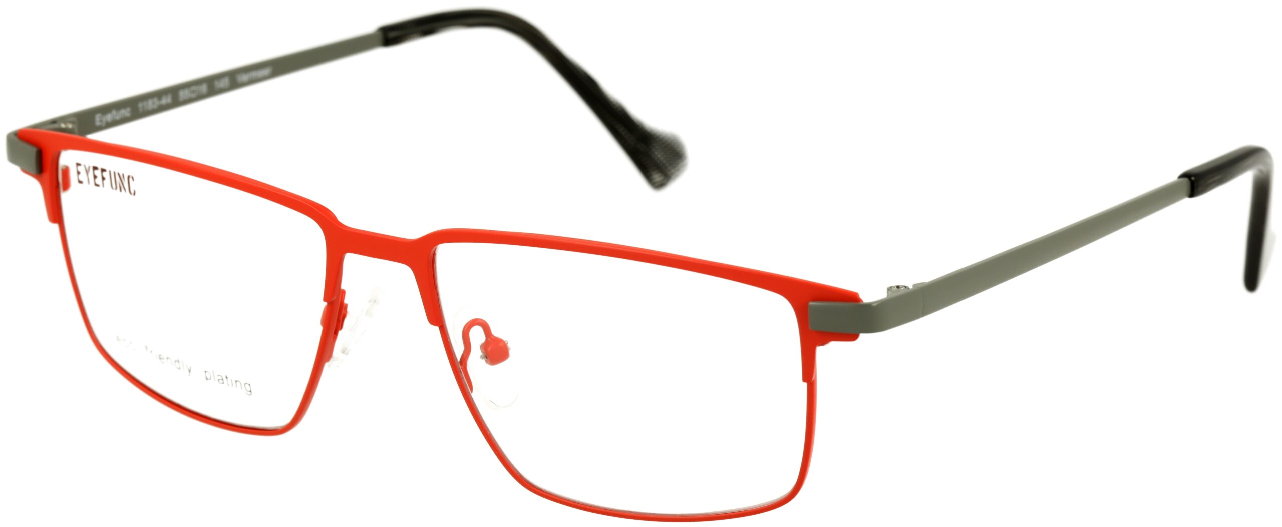Eyefunc 1183-44 55-16 145 EYEFUNC 1183-44 Unisexbrille mit rechteckiger Vollrandfassung in Rot/Grau