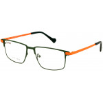 EYEFUNC 1183-72 Unisexbrille mit rechteckiger Vollrandfassung in Dunkelgrün/Orange