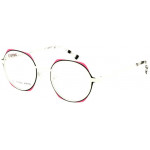 EYEFUNC 1186-10 Unisexbrille mit hexagonaler Vollrandfassung in Weiß/Schwarz/Rosa