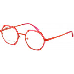 EYEFUNC 1186-44 Unisexbrille mit hexagonaler Vollrandfassung in Rot/Rosa/Orange