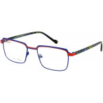 EYEFUNC 1187-44 Unisexbrille mit rechteckiger Vollrandfassung in Dunkelrot/Blau