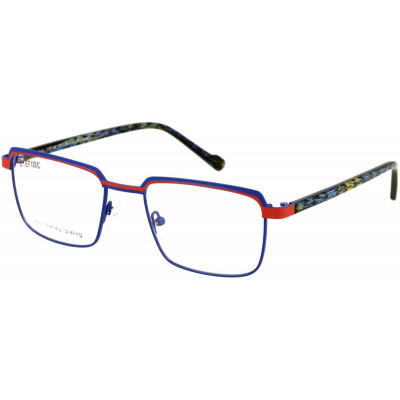 EYEFUNC 1187-44 Unisexbrille mit rechteckiger Vollrandfassung in Dunkelrot/Blau