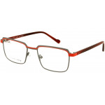 EYEFUNC 1187-54 Unisexbrille mit rechteckiger Vollrandfassung in Tomatenrot/Dunkelgrau