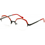 EYEFUNC 1188-69 Unisexbrille mit hexagonaler Vollrandfassung in Schwarz/Rot