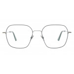 Colibris Eyewear Unisexbrille Fiona mit eckigem, filigranem Metallrahmen in Silber frontal abgebildet.