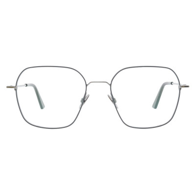 Colibris Eyewear Unisexbrille Fiona mit eckigem, filigranem Metallrahmen in Silber frontal abgebildet.