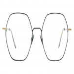 Colibris Eyewear Unisexbrille Franka mit sechseckigem, dünnem Metallrahmen in Schwarz.