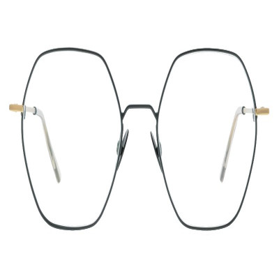 Colibris Eyewear Unisexbrille Franka mit sechseckigem, dünnem Metallrahmen in Schwarz.