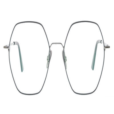 Colibris Eyewear Unisexbrille Franka mit sechseckigem, filigranem Metallrahmen in Silber.