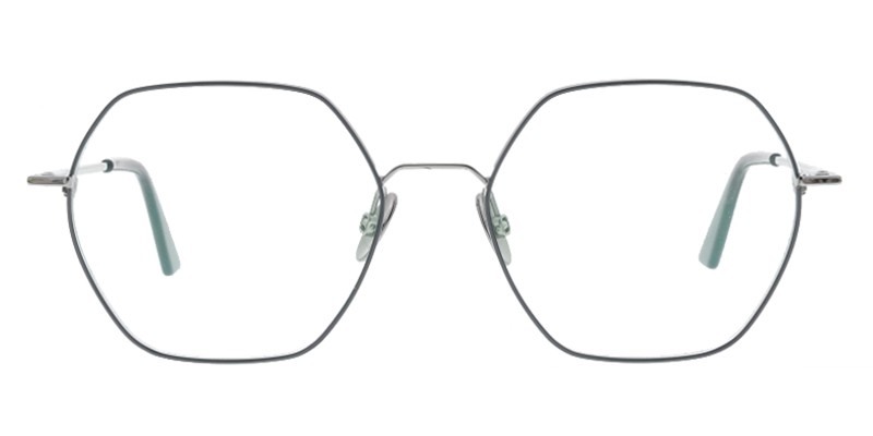 Franka-45993 Silber-Grün Colibris Eyewear Unisexbrille Franka mit sechseckigem, filigranem Metallrahmen in Silber.