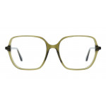 Colibris Eyewear Unisexbrille Hazel mit eckigem, transparent-olivfarbenem Rahmen, frontal abgebildet.